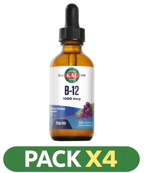 Pack x4 Vegetarian B-12 1000 mcg - KAL - 59 ml.