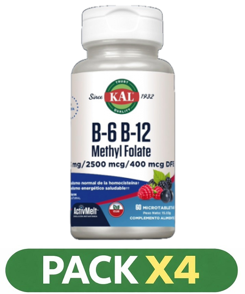 Pack x4 B6/B12 Methyl Folate (Homocistein) - KAL - 60 comprimidos subl.