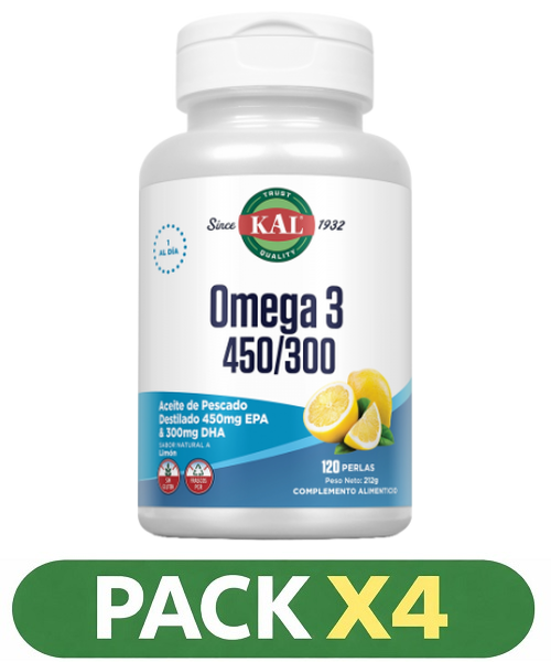 Pack x4 Big Omega 3 450/300 - KAL - 120 perlas