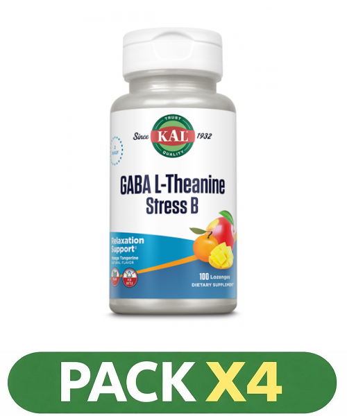 Pack x4 Gaba L-Theanine Stress B - KAL - 100 comprimidos subl.