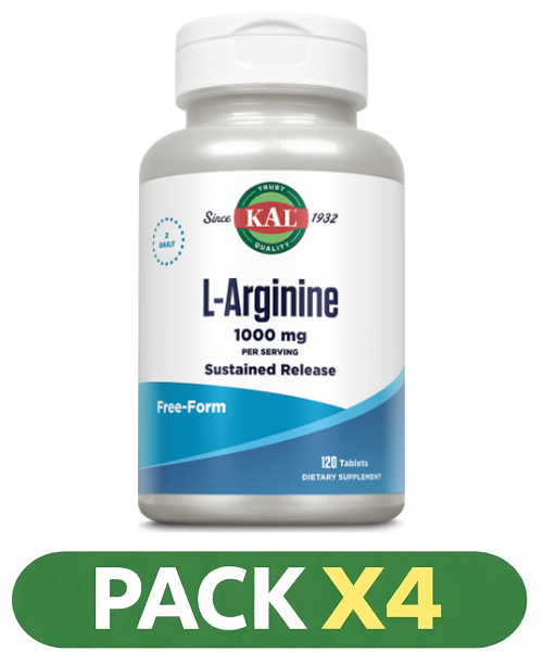 Pack x4 L-Arginine A/R 1000 mg. - KAL - 120 comprimidos