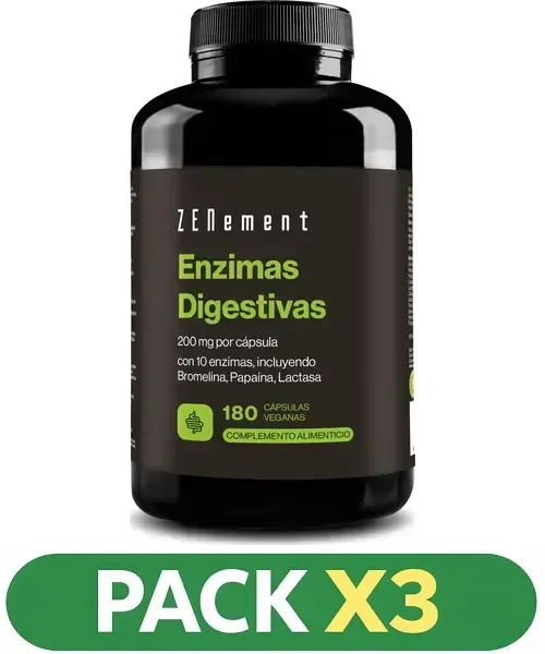 Pack x3 Enzimas Digestivas - Zenement - 180 cápsulas.