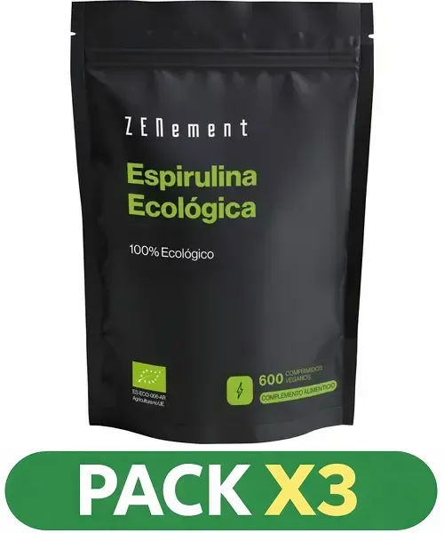 Pack x3 Espirulina Ecológica - Zenement - 600 comprimidos