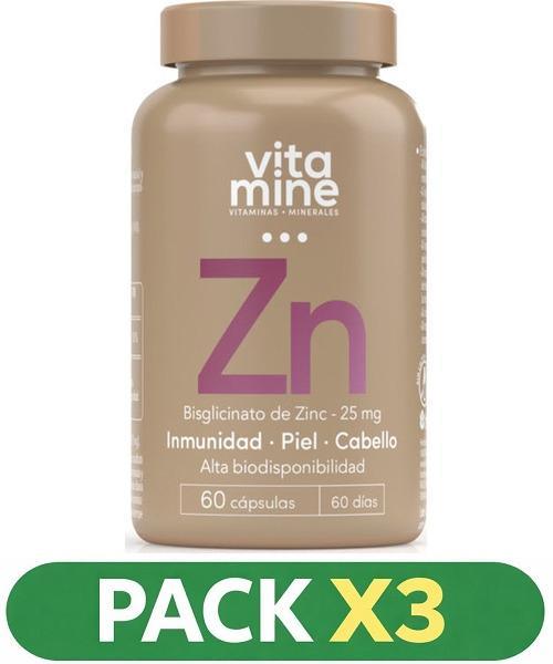 Pack x3 Bisglicinato de Zinc - Herbora - 60 Cápsulas.