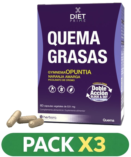 Pack x3 Herbopuntia Quemagrasas - Herbora - 120 cápsulas
