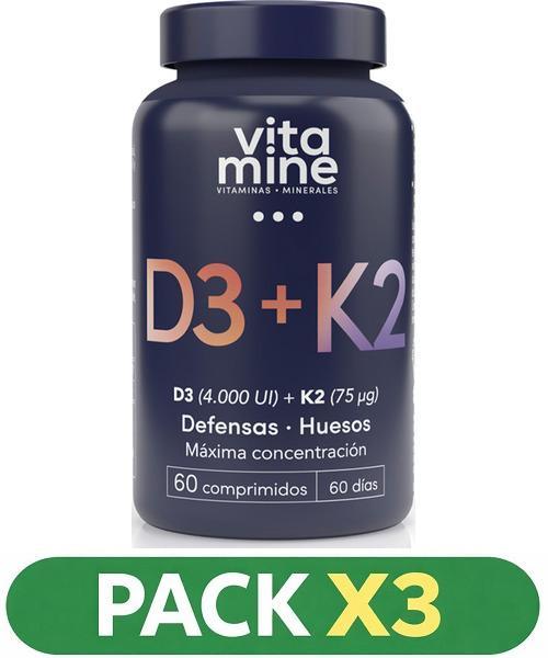 Pack x3 Vitamina D3 y K2 - Herbora - 60 comprimidos