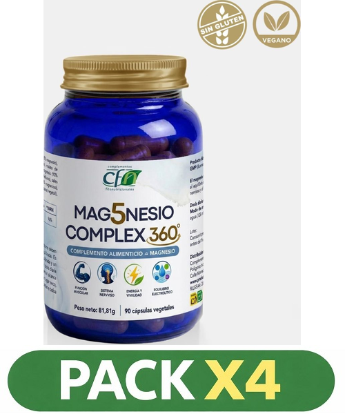 Pack x4 Mag5nesio complex - Cfn - 90 cápsulas vegetales.