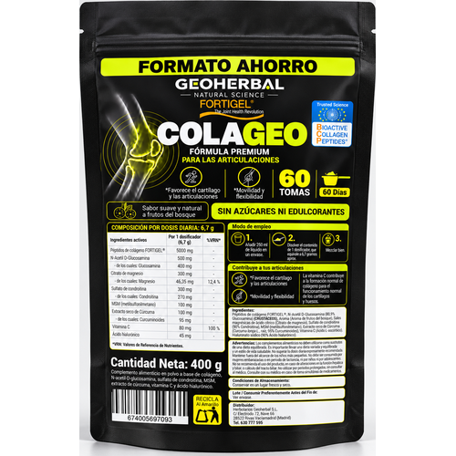 ColaGeo (Fortigel) ENVASE AHORRO - Geoherbal - 400 gramos. (60 días)