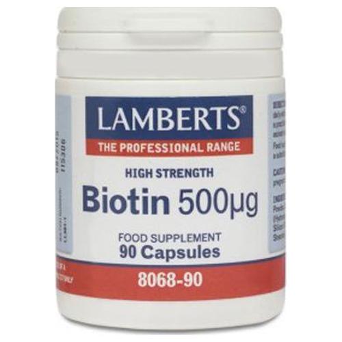 Biotina 500 mcg - Lamberts - 90 cápsulas