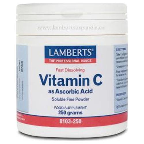 Vitamina C en Polvo - Ácido Ascórbico - Lamberts - 250 gramos