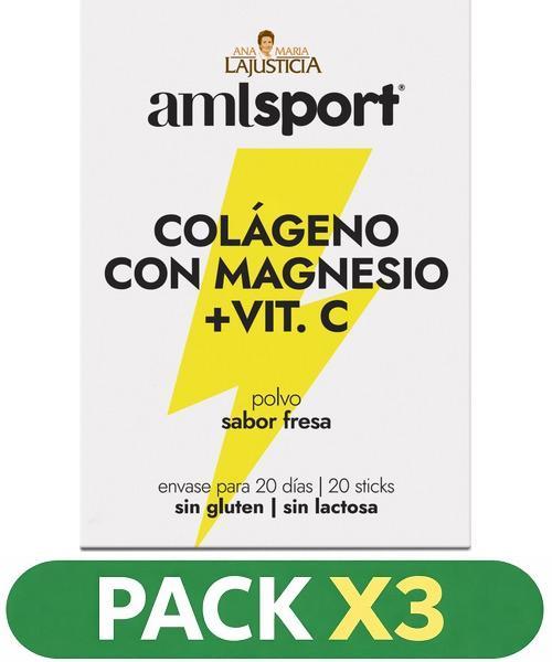 Pack 3 Amlsport colágeno con magnesio y vit C - Ana María Lajusticia - 20 stick